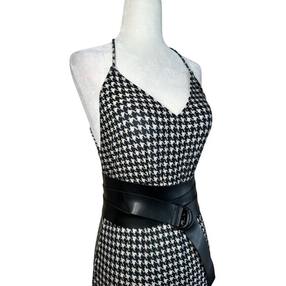 Norma Kamali Low Back Fara Slip Catsuit in Medium Houndstooth Medium New Womens - Picture 9 of 15